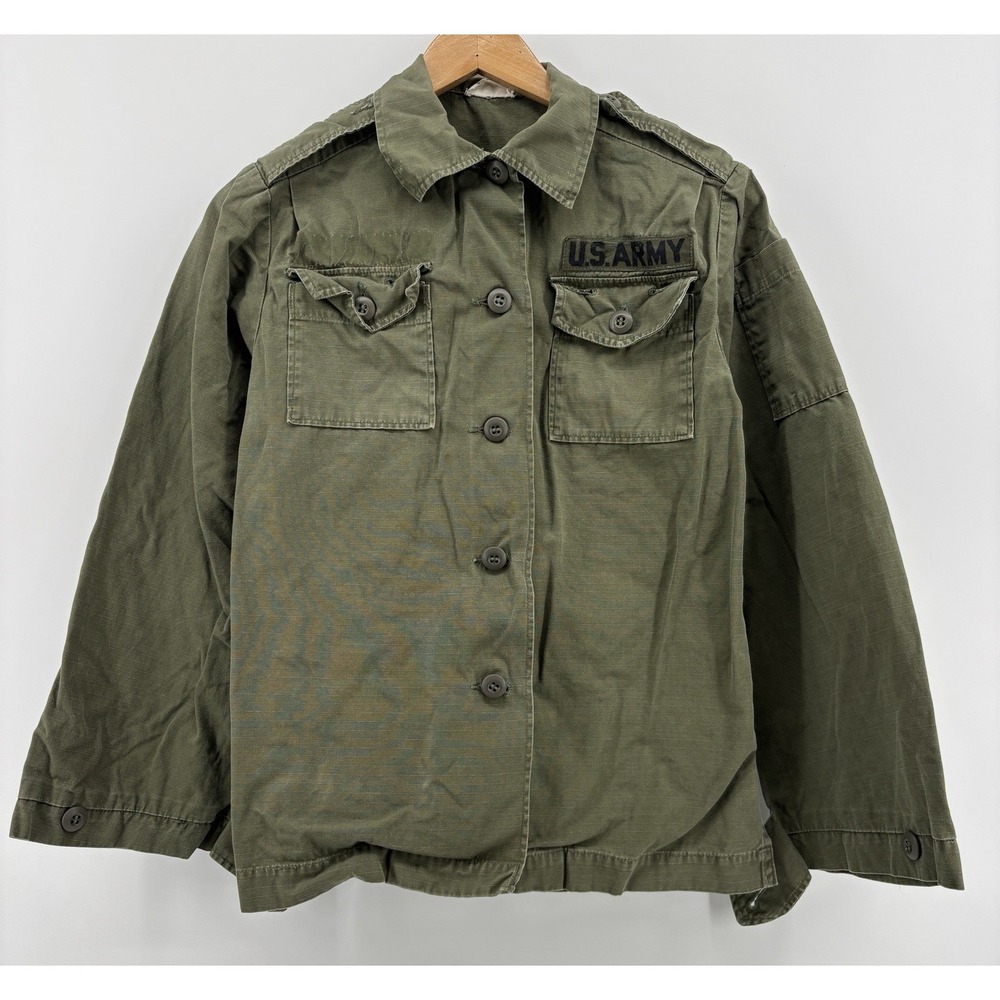 US Army Woman Utility Shirt Cotton Poplin OG 107 Vietnam Fatigue Coat 8 Green